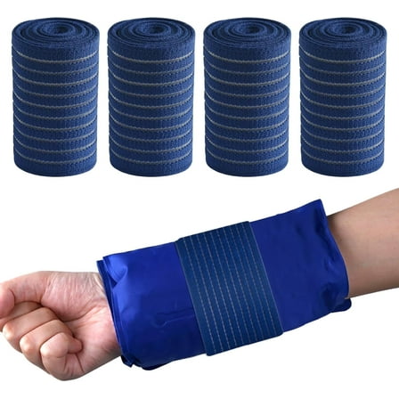 YXMEIGUO 4PCS Reusable Ice Pack Strap, Elastic Belt Cold Pack Strap, 35.5" x 3" Hook and Loop Elastic Holder & Extender Belt Ice Pack Wrap, Blue