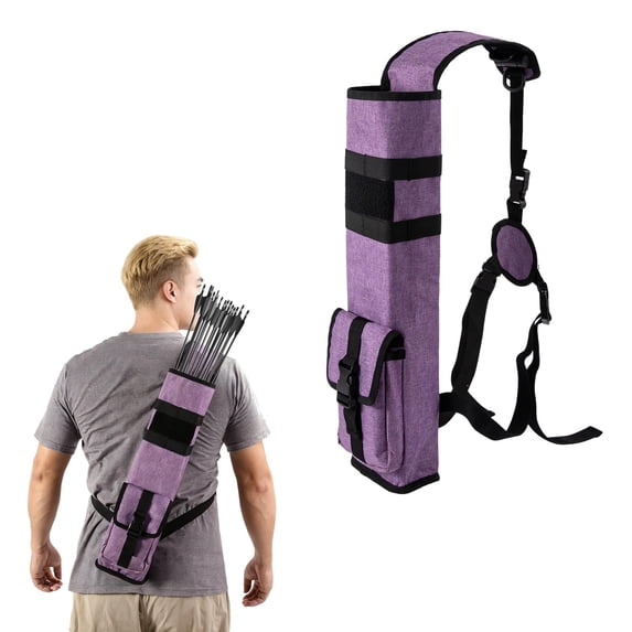 YXMEIGUO Archery Arrow Quiver Holder, Adjustable Arrow Backpack Bag Holder Side Hip Arrows Bag for Compound Recurve Bow Practice Target Hunting, Purple