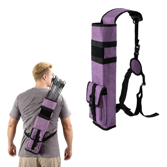 YXMEIGUO Archery Arrow Quiver Holder, Adjustable Arrow Backpack Bag Holder Side Hip Arrows Bag for Compound Recurve Bow Practice Target Hunting, Purple