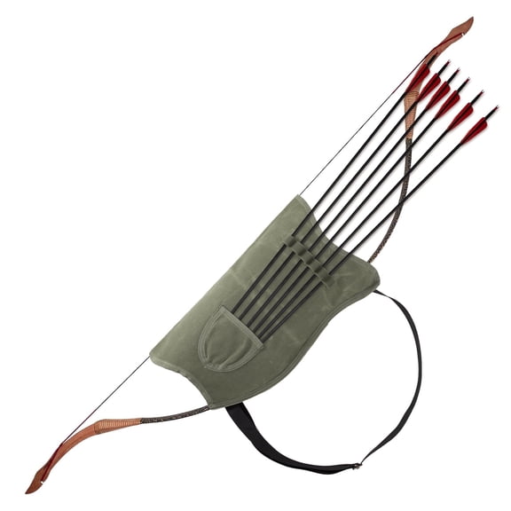 YXMEIGUO Archery Arrow Quiver Holder, Archery Bow Carrier with Arrow Slots, Adjustable Shoulder Strap for Hiking Hunting,Shooting and Cosplay, Army Green