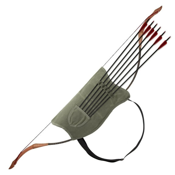 YXMEIGUO Archery Arrow Quiver Holder, Archery Bow Carrier with Arrow Slots, Adjustable Shoulder Strap for Hiking Hunting,Shooting and Cosplay, Army Green