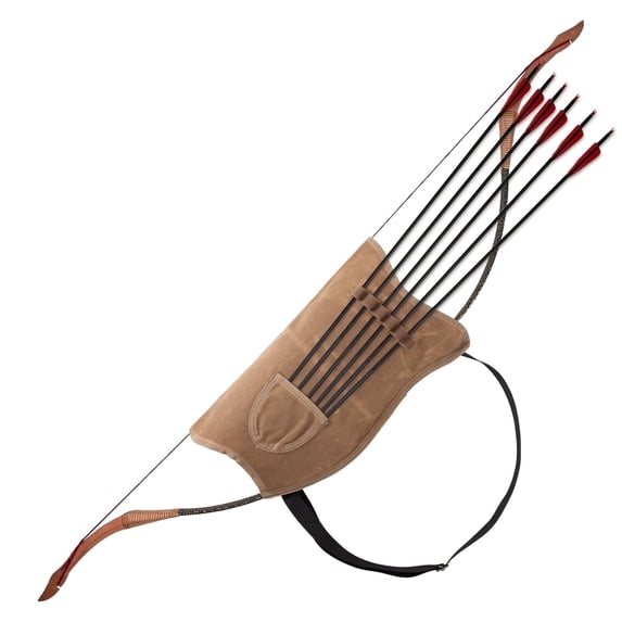 YXMEIGUO Archery Arrow Quiver Holder, Archery Bow Carrier with Arrow Slots, Adjustable Shoulder Strap for Hiking Hunting, Shooting and Cosplay, Khaki
