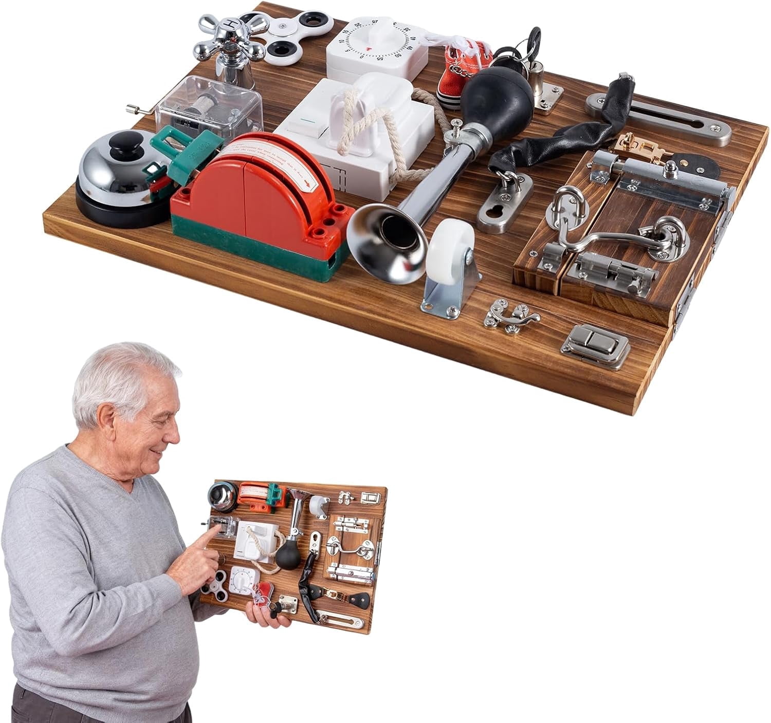 YXMEIGUO Fidget Busy Board for Adults, Dementia Activities for Seniors, Engaging Alzheimers Activities & Tactile Stimulation, Alzheimers Activities for Dementia Patients