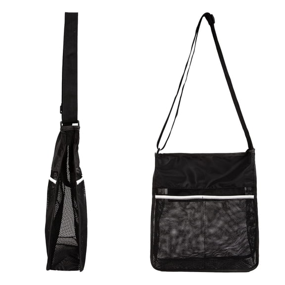YXMEIGUO Mesh Beach Bag for Shells Collecting, Cross Body Shell Bags for Beach, Seashell Collecting Bag Mesh Bag for Swimming, Black