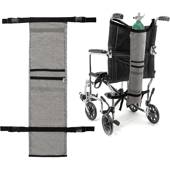 YXMEIGUO Oxygen Tank Holder for Wheelchair & Walker, Portable Oxygen Cylinder Bag for Travel, Transport Bag Carrier Accessories Bag for Walker, Rollator, Scooter, Fits Most Oxygen Cylinders, Gray