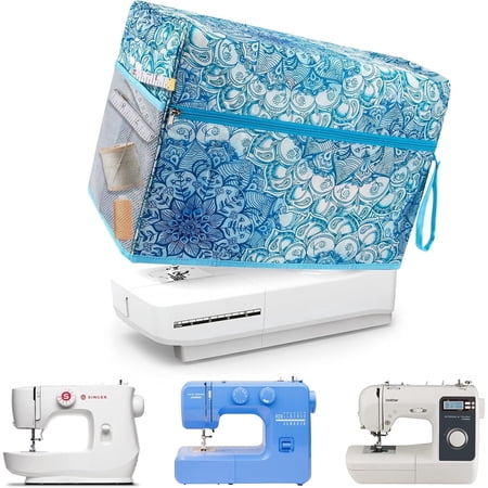 YXMEIGUO Sewing Machine Dust Cover, Protective Dustproof Waterproof Sewing Machine Cover with Side Handle and Essentials Covers Pockets Case for Most Standard Singer, Brother and Janome Machines