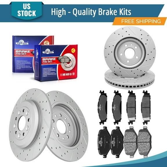 YXPCARS 12PCS Brake Kits, Brake Rotors+Ceramic Brake Pads for Ford Explorer 2011-2019 Flex 2009-2019 Taurus Lincoln MKT 2010-2019 MKS 2009-2012, Front+Rear (54171, 54125, D1508, D1377)