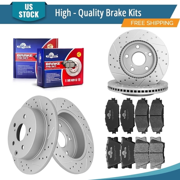 YXPCARS 12PCS Brake Kits, Brake Rotors+Ceramic Brake Pads for Toyota RAV4 2006-2018 Lexus HS250h 2010-2012, Front+Rear (31440 31443 D1210 D1212)