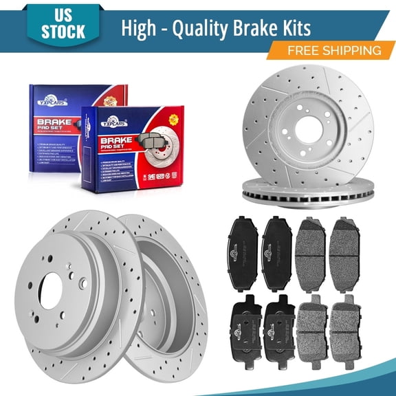 YXPCARS 12PCS Brake Kits, Front and Rear Drilled & Slotted Brake Rotors + Ceramic Brake Pads Kit for Honda Odyssey 2002-2004 All Models (31275+31317+793+865)