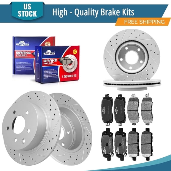 YXPCARS 12PCS Brake Kits, Front and Rear Drilled & Slotted Brake Rotors + Ceramic Brake Pads Kit for 2013-2023 Nissan Altima(981780+31312+1650+905)