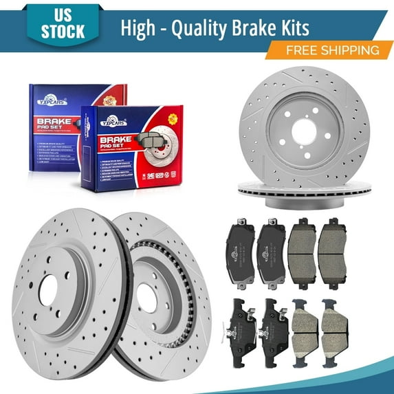 YXPCARS 12PCS Front Rear Brake Kits, Drilled & Slotted Brake Rotors + Ceramic Brake Pads Set for 2020 - 2023 Subaru Legacy Outback (982567, 981956, 2045, 1808)
