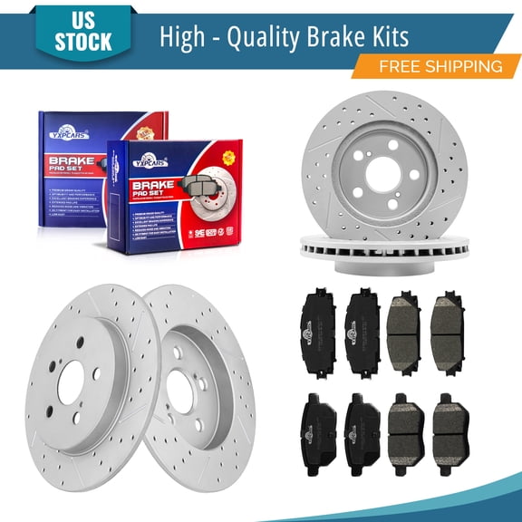 YXPCARS 12PCS Front Rear Brake Kits, Drilled & Slotted Brake Rotors + Ceramic Brake Pads Set for Toyota Prius AWD-e Prius Prime (982071, 55159, 1184, 1354)