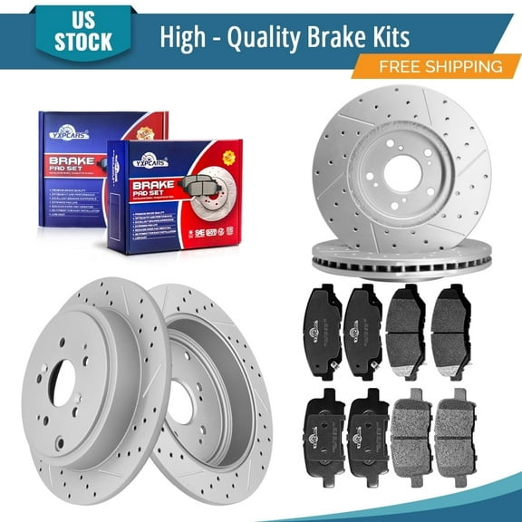 YXPCARS 12PCS Front+Rear Brake Rotors+Ceramic Brake Pads, Brake Kits for Honda Pilot 2003 - 2008(31275, 31318, D914, D865)