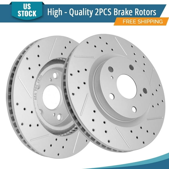 YXPCARS 2PCS Front Brake Rotors(120.44146), Drilled & Slotted Disc Rotors Kit for Pontiac Vibe Scion tC iM Toyota Matrix RAV4 Venza Camry Avalon iM Corolla iM Mirai Lexus ES350 ES300h