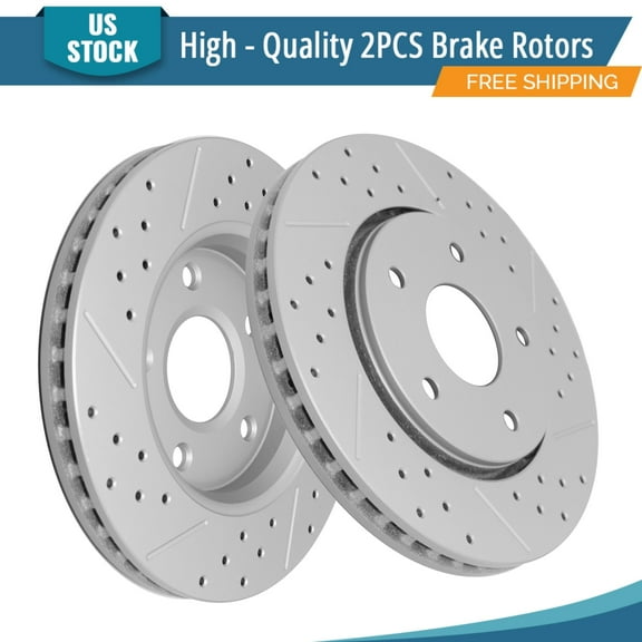 YXPCARS 2PCS Front Brake Rotors(120.67069), Drilled & Slotted Disc Rotors Kit for Chrysler Town & Country Dodge Grand Caravan Journey Volkswagen Routan Ram C/V