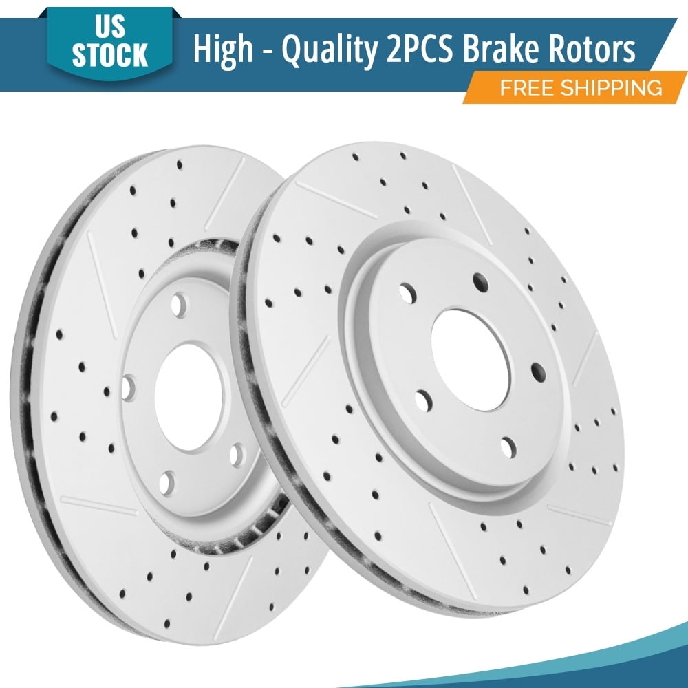 YXPCARS 2PCS Front Brake Rotors(120.67074), Drilled & Slotted Disc Rotors Kit for Chrysler Pacifica Town & Country Voyager Dodge Grand Caravan Journey Ram Cargo Van Volkswagen Routan