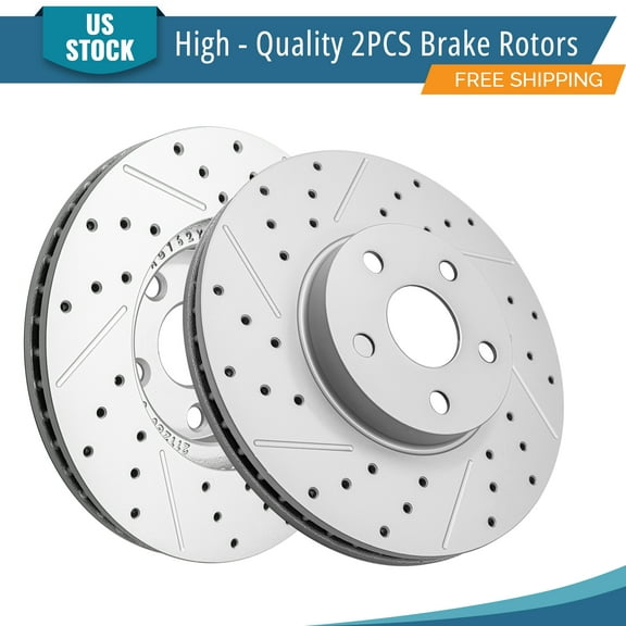 YXPCARS 2PCS Front Brake Rotors (96934LR), Drilled & Slotted Disc Rotors Kit for 2003-2008 Pontiac Vibe Toyota Corolla Matrix Scion tC