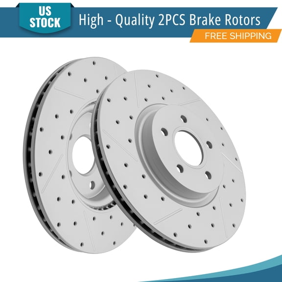 YXPCARS 2PCS Front Brake Rotors (980552LR), Drilled & Slotted Disc Rotors Kit for 2006-2013 Volvo C70 2004-2011 S40 2005-2011 V50