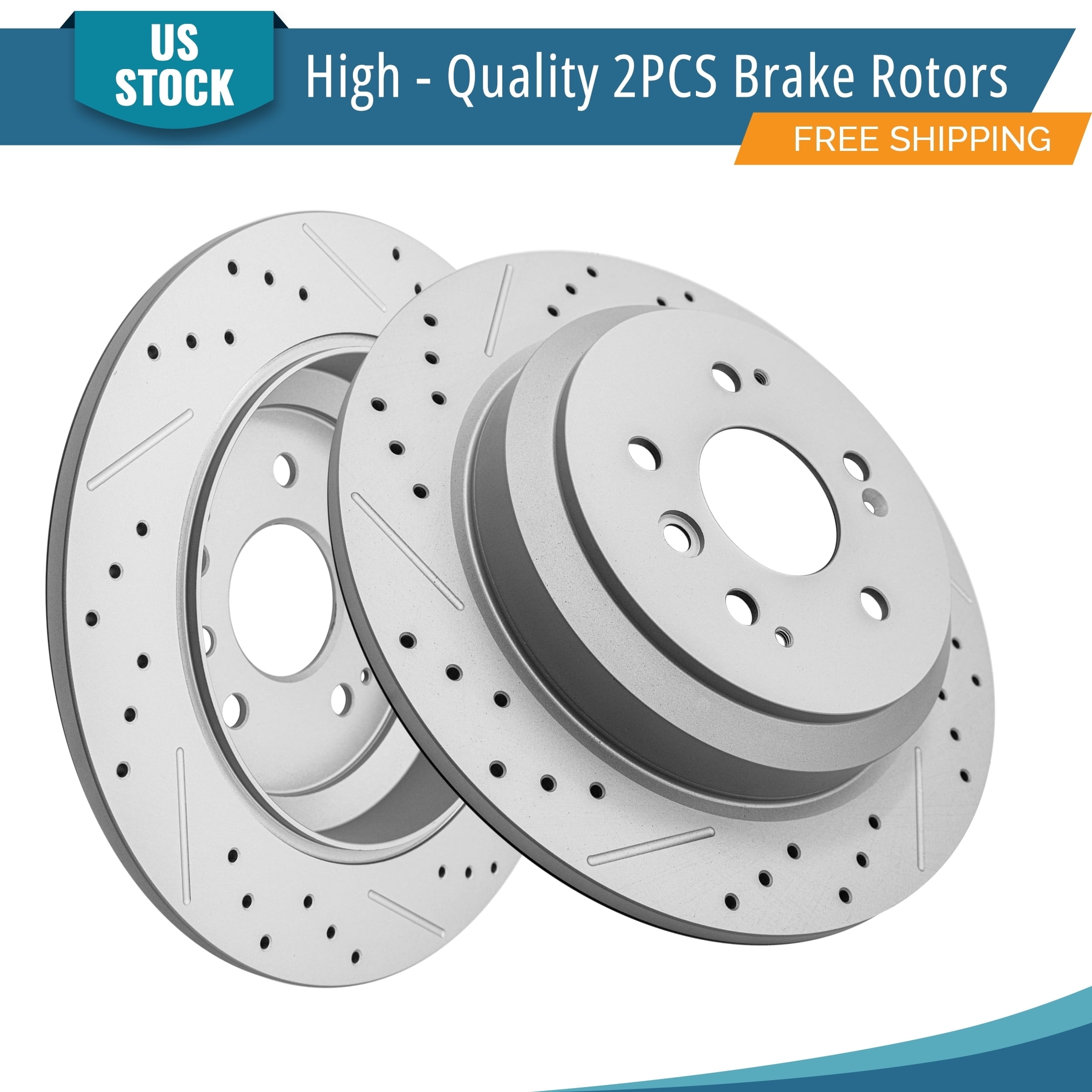 YXPCARS 2PCS Rear Brake Rotors(120.40091), Drilled & Slotted Disc ...