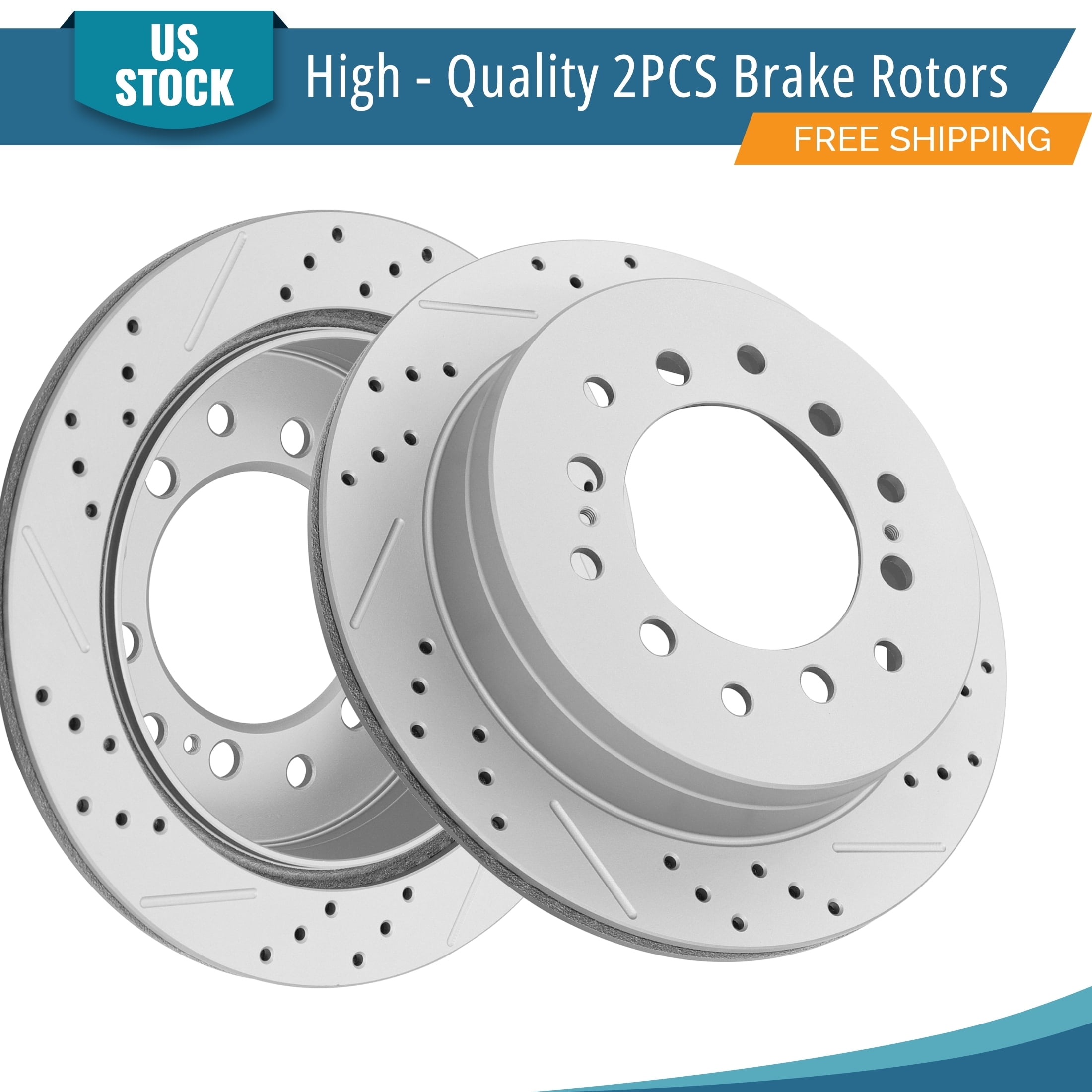 YXPCARS 2PCS Rear Brake Rotors(120.44128), Drilled & Slotted Disc Rotors Kit for Lexus GX470 2003-2009 Toyota 4Runner 2003-2009 FJ Cruiser 2007-2009 Sequoia 2001-2007 All Models