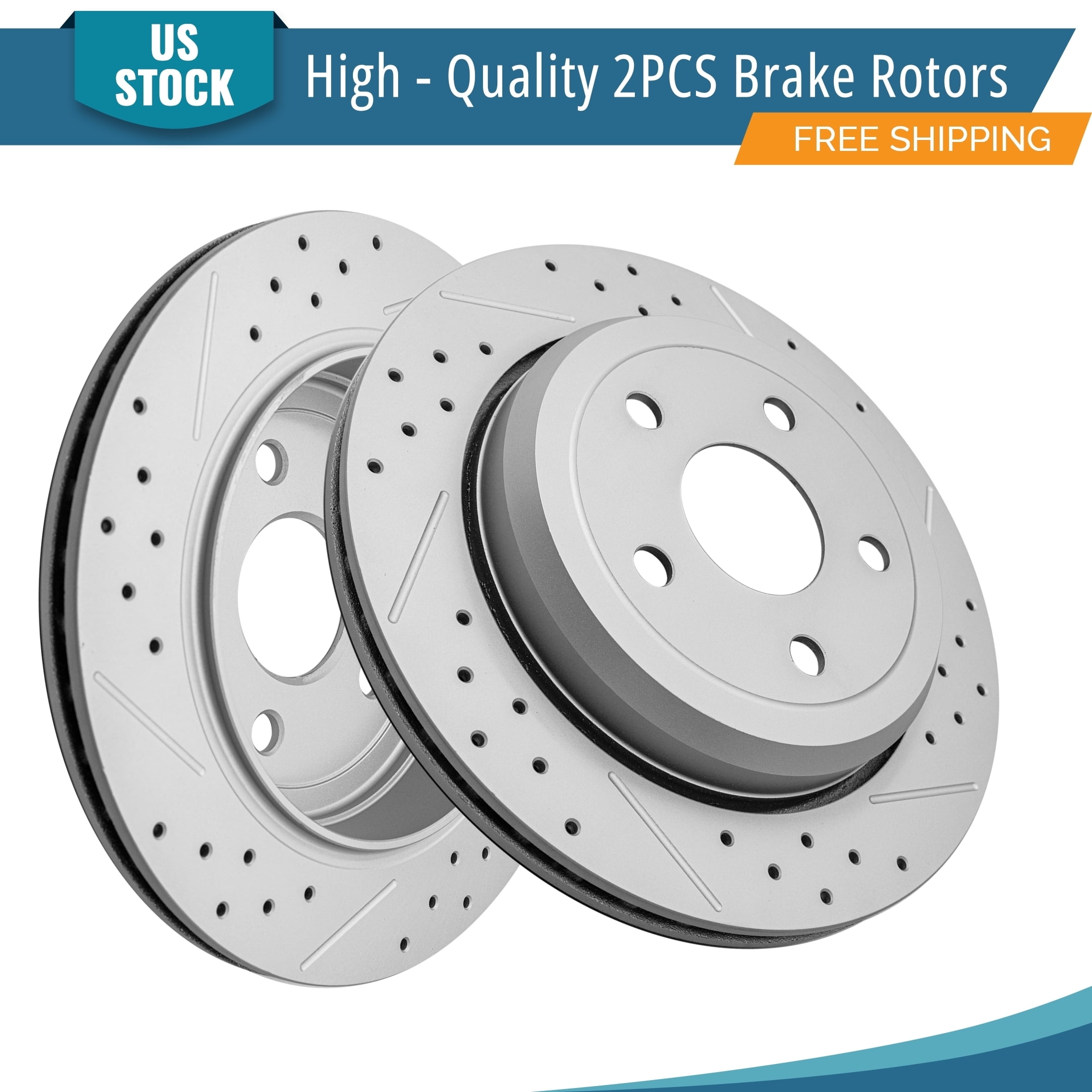 YXPCARS 2PCS Rear Brake Rotors(120.58007), Drilled & Slotted Disc ...