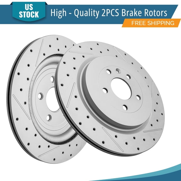 YXPCARS 2PCS Rear Brake Rotors(120.65137), Drilled & Slotted Disc Rotors Kit for Ford Explorer Flex Police Interceptor Police Interceptor Utility Special Service Police Taurus Lincoln MKS MKT