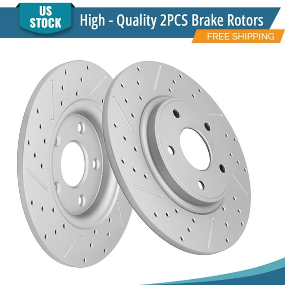 YXPCARS 2PCS Rear Brake Rotors(120.67075), Drilled & Slotted Disc Rotors Kit for Chrysler Town & Country Dodge Grand Caravan Journey Ram C/V Volkswagen Routan