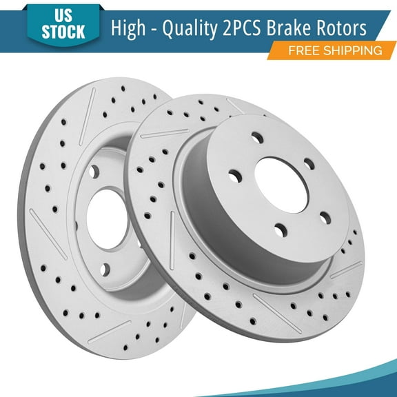 YXPCARS 2PCS Rear Brake Rotors(121.61101), Drilled & Slotted Disc Rotors Kit for Ford C-Max 2013-2018 Escape 2013-2016 Transit Connect 2014-2018 All Models