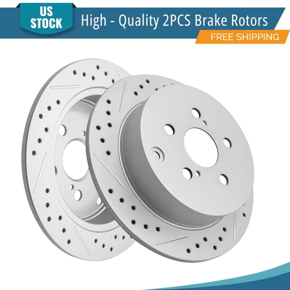 YXPCARS 2PCS Rear Brake Rotors (96933), Drilled & Slotted Disc Rotors Kit for Scion tC 2005-2010 All Models