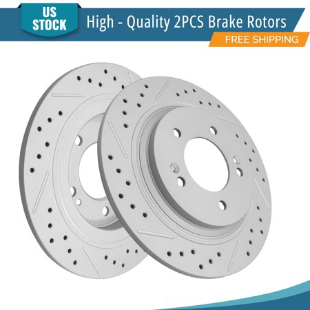 YXPCARS 2PCS Rear Brake Rotors (981772LR), Drilled & Slotted Disc Rotors Kit for Kia Forte Forte5 Optima Cadenza K4 K5 Niro EV Soul EV