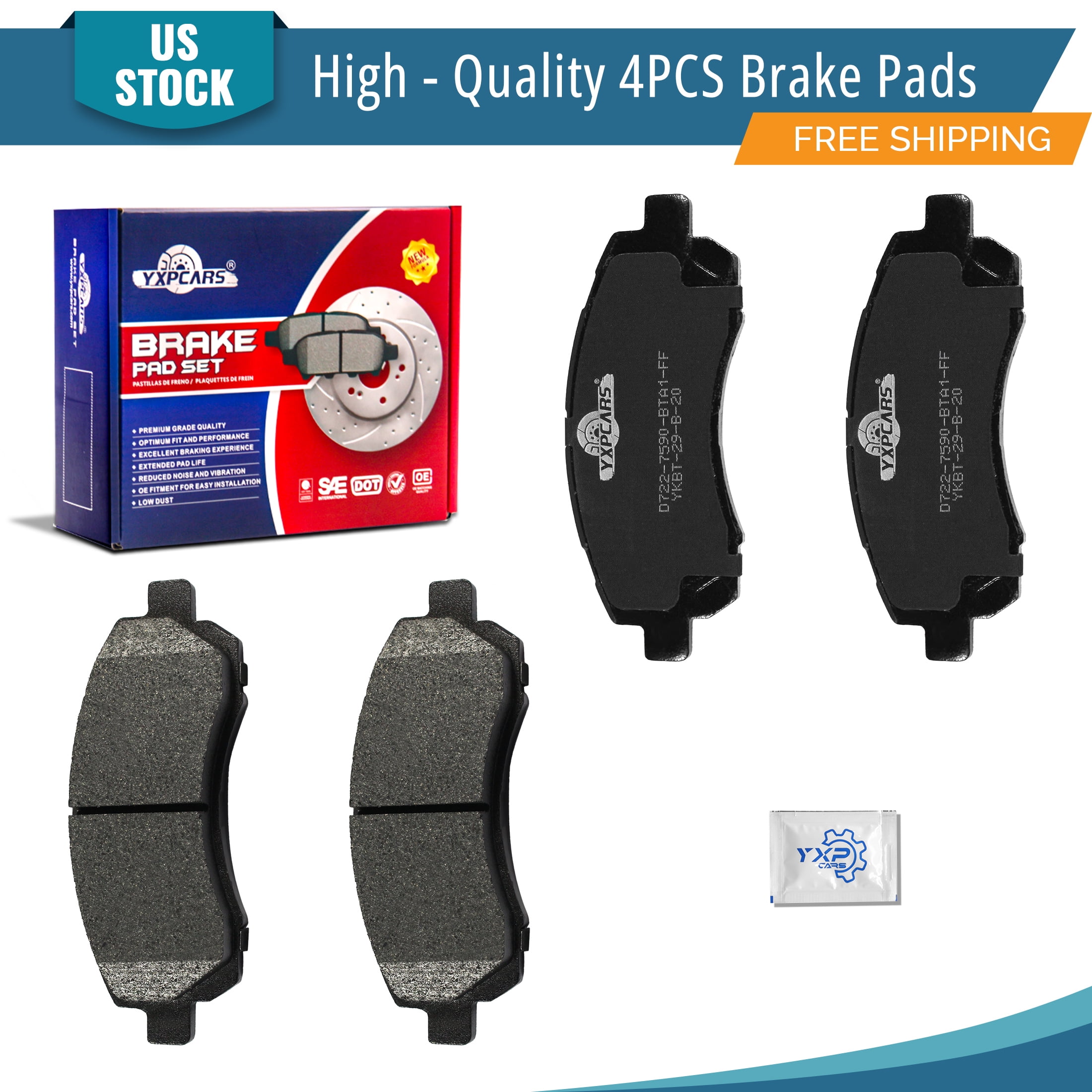 Front Brake Pad Set For Subaru Impreza WRX With 4-Pot Calipers (1996-2007) - 4 Pad Set