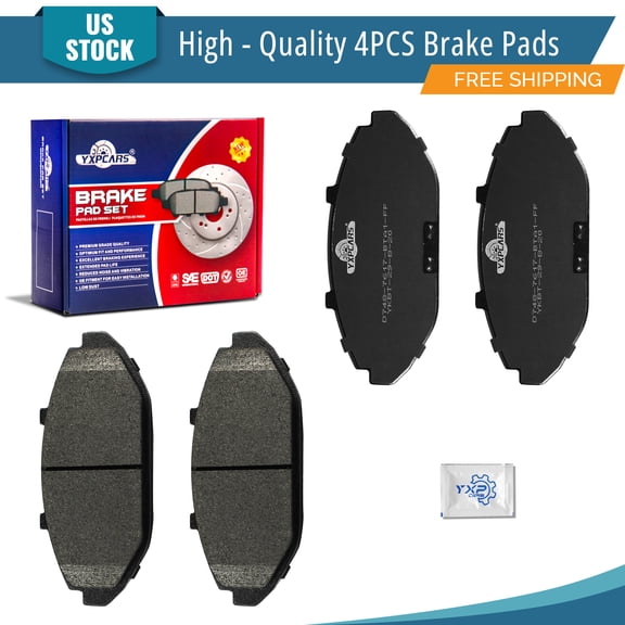 YXPCARS 4PCS Front Brake Pads (D748), Ceramic Pads for Ford Crown Victoria Mercury Grand Marquis 1998-2002 Lincoln Town Car 1998-2000 All Models 2001-2002 With Rear Disc; Rear Drum, Limousine