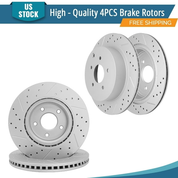 YXPCARS 4PCS Front & Rear Brake Rotors(120.42120, 121.42078), Drilled & Slotted Disc Rotors Kit for Nissan Pathfinder Murano Infiniti QX60 QX50 Q60 Q50 JX35