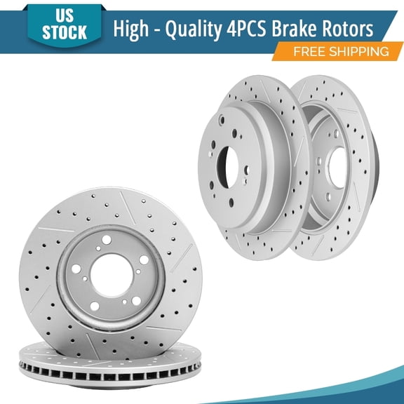 YXPCARS 4PCS Front & Rear Brake Rotors(121.40064,121.40065), Drilled & Slotted Disc Rotors Kit for Honda Odyssey 2005-2010 All Models