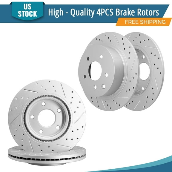 YXPCARS 4PCS Front & Rear Brake Rotors(121.42096;121.42073), Drilled & Slotted Disc Rotors Kit for Nissan Altima 2007-2019