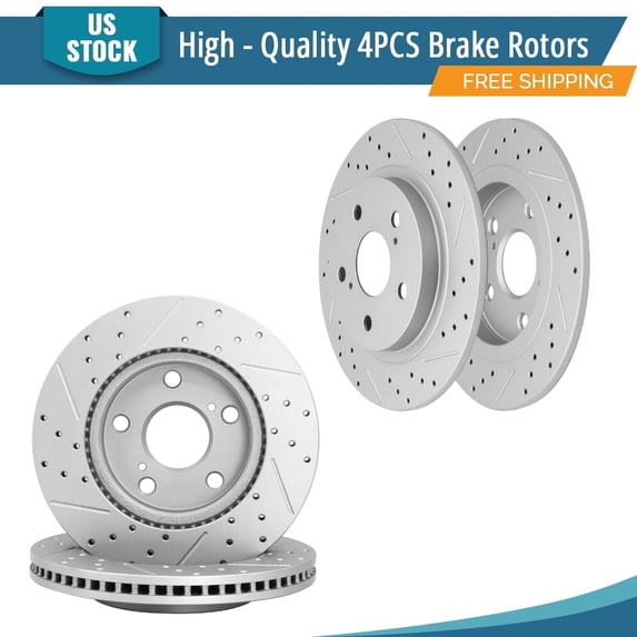 YXPCARS 4PCS Front & Rear Brake Rotors(121.44147,121.44161), Drilled & Slotted Disc Rotors Kit for Scion xB 2008-2015 All Models