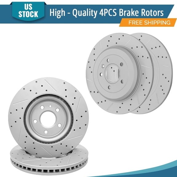 YXPCARS 4PCS Front & Rear Brake Rotors(121.61102, 121.61081), Drilled & Slotted Disc Rotors Kit for Ford Explorer 2011-2019 Flex 2009-2019 Taurus 2010-2019 Lincoln MKS 2009-2012 MKT 2010-2019
