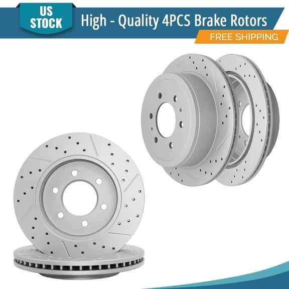 YXPCARS 4PCS Front & Rear Brake Rotors(121.65100; 121.65102), Drilled & Slotted Disc Rotors Kit for Ford F-150 2004-2008 Lincoln Mark LT 2006-2008