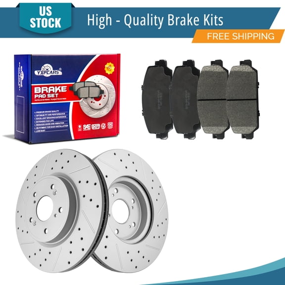 YXPCARS 6PCS Front Brake Kits, Drilled & Slotted Brake Rotors (120.40096) + Ceramic Brake Pads Kit for 2017-2023 Honda CR-V 2023 HR-V (982124+2036)