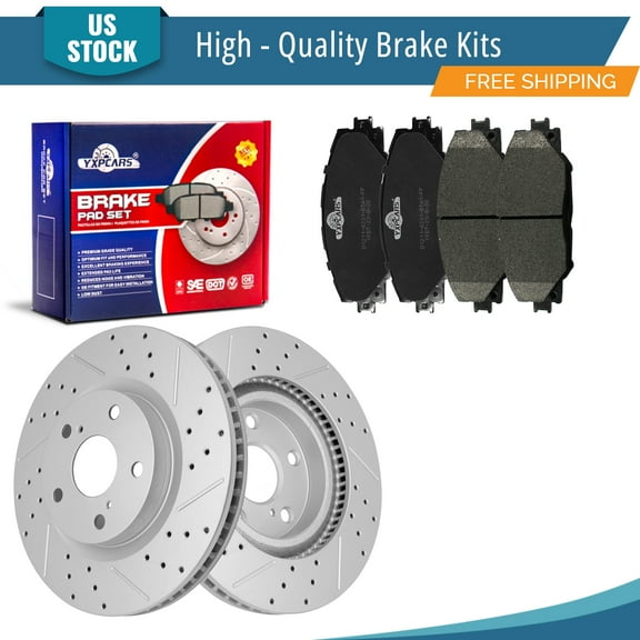 YXPCARS 6PCS Front Brake Kits, Drilled & Slotted Brake Rotors (120.44146
) + Ceramic Brake Pads Kit for Pontiac Vibe Scion iM tC Toyota Corolla iM Matrix Mirai RAV4 (31434+1211)