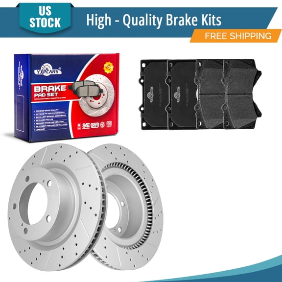 YXPCARS 6PCS Front Brake Kits, Drilled & Slotted Brake Rotors + Ceramic Brake Pads Kit for Lexus LX570 Toyota Land Cruiser Sequoia Tundra (31482+1303)