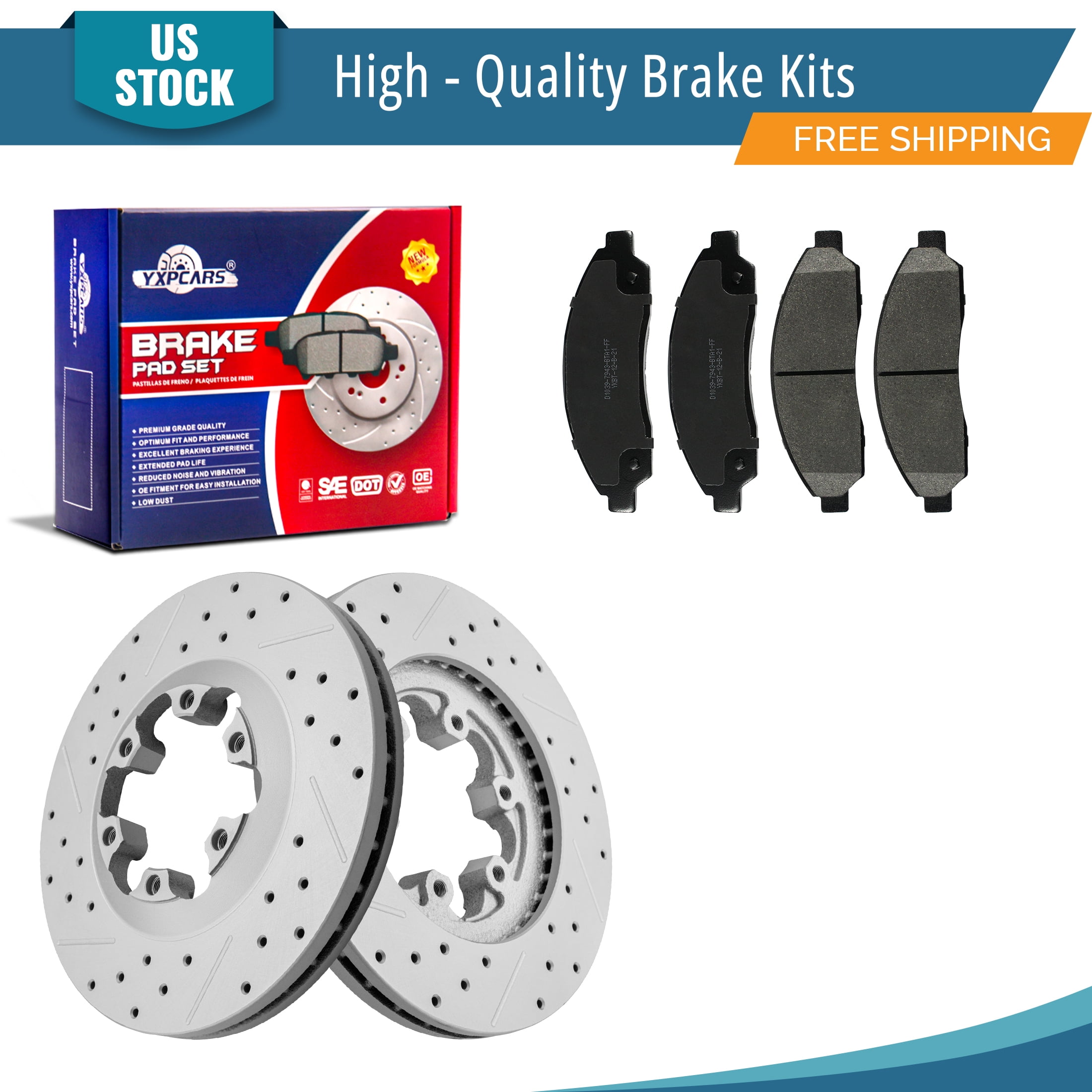 Detroit Axle Front Drilled & Slotted Brake Rotors And Ceramic Pads Kit For 2021-2022 Chevy Colorado GMC Canyon