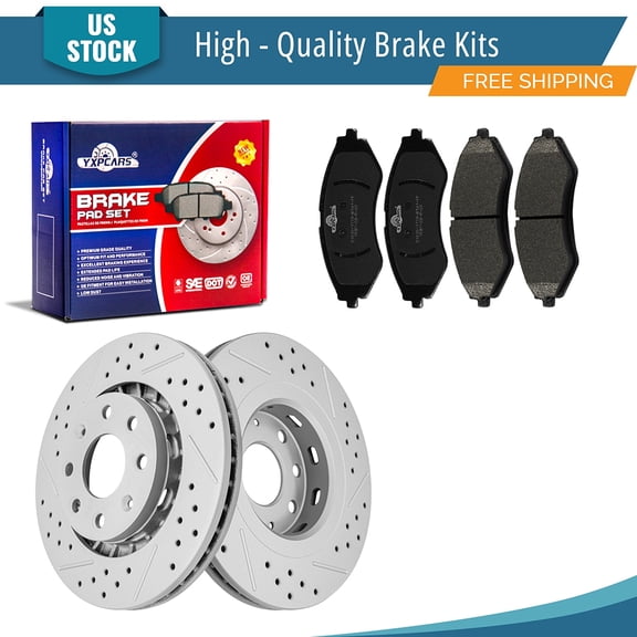 YXPCARS 6PCS Front Brake Kits, Drilled & Slotted Brake Rotors+ Ceramic Brake Pads for Chevrolet Aveo Aveo5 Spark EV (580212, 1035)