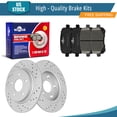 thumbnail image 1 of YXPCARS 6PCS Rear Brake Kits, Drilled & Slotted Brake Rotors + Ceramic Brake Pads Kit for Chrysler Town & Country Dodge Grand Caravan Dodge Journey Volkswagen Routan (53050+1326), 1 of 8