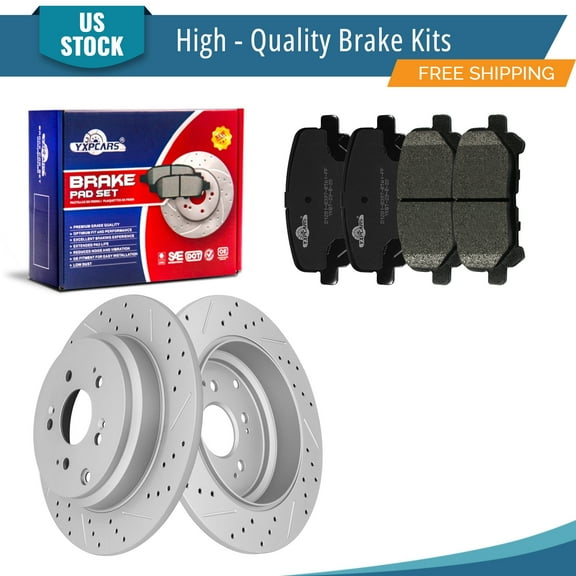 YXPCARS 6PCS Rear Brake Kits, Drilled & Slotted Brake Rotors + Ceramic Brake Pads Kit for Acura MDX ZDX Honda Odyssey Pilot (31469+1281)