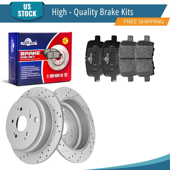 YXPCARS 6PCS Rear Brake Kits, Drilled & Slotted Brake Rotors + Ceramic Brake Pads Kit for Honda Odyssey 2002-2004 V6 3.5L (31317+865)