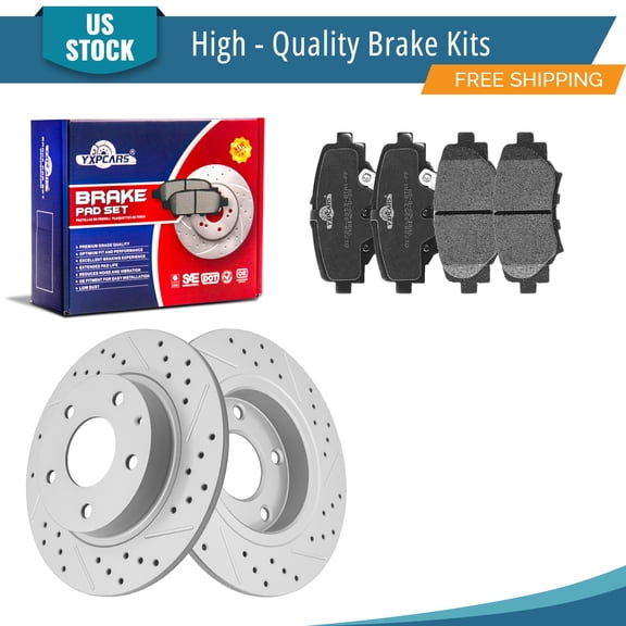 YXPCARS 6PCS Rear Brake Kits for 2014 2015 2016 2017 2018 Mazda 3 Sport, Drilled & Slotted Brake Rotors + Ceramic Brake Pads Set (981500, 1729)