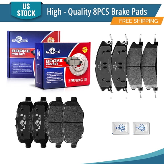 YXPCARS 8PCS Brake Pads(D1611+D1612), Front & Rear Ceramic Pads for Ford Explorer Flex Taurus Police Interceptor Sedan Lincoln MKS MKT