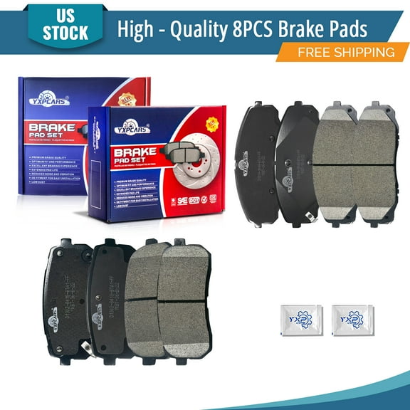 YXPCARS 8PCS Brake Pads(D1814+D1302), Front & Rear Ceramic Pads for Kia Sedona 2015-2019 All Models
