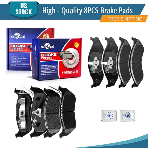 YXPCARS 8PCS Brake Pads(D477+D981), Front & Rear Ceramic Pads for Jeep TJ Wrangler 2003-2006 with Rear Disc